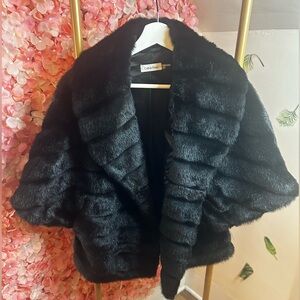 NWOT Calvin Klein Black Faux Fur Jacket, Size Medium